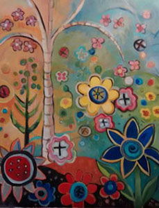 painting 'Nellie's 60's Garden'