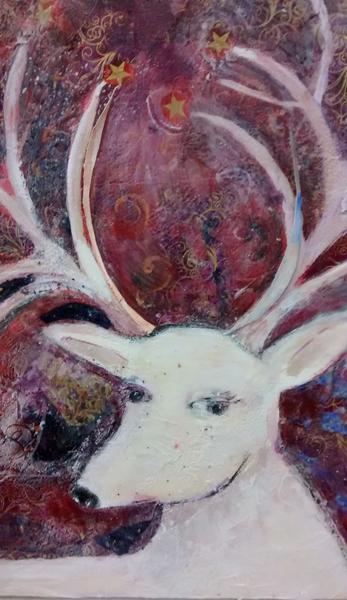 painting 'Albino Deer in Moonlight'