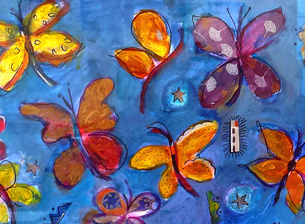 painting 'Flock of Butterflies 1 (detail)'
